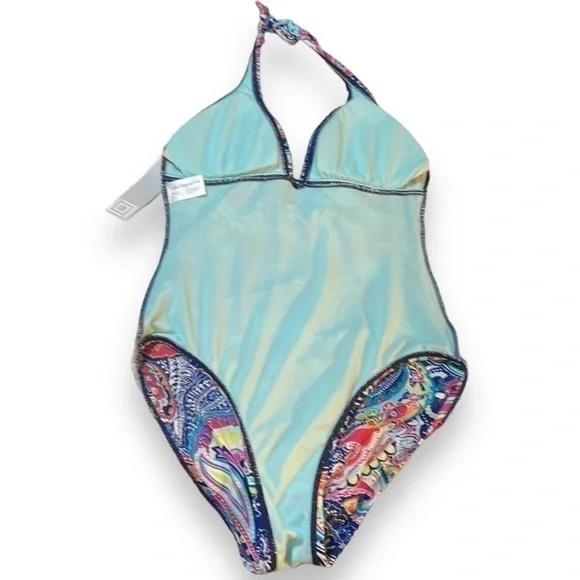 Liz Claiborne Paisley One Piece Swimsuit Women’s Size 6 Gold Embellishments - Picture 9 of 9